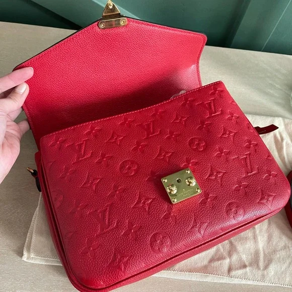 ❌SOLD❌Louis Vuitton Pochette Metis Empreinte Red Cerise Leather Bag DU0198 - Picture 6 of 15